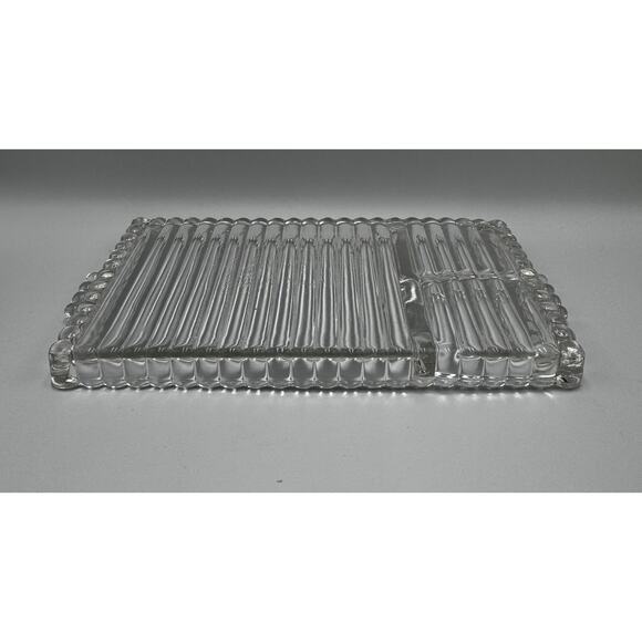 Hazel Atlas Ball & Rib Glass Sip N Smoke Snack Luncheon‎ Tray & Cup Set Of 4